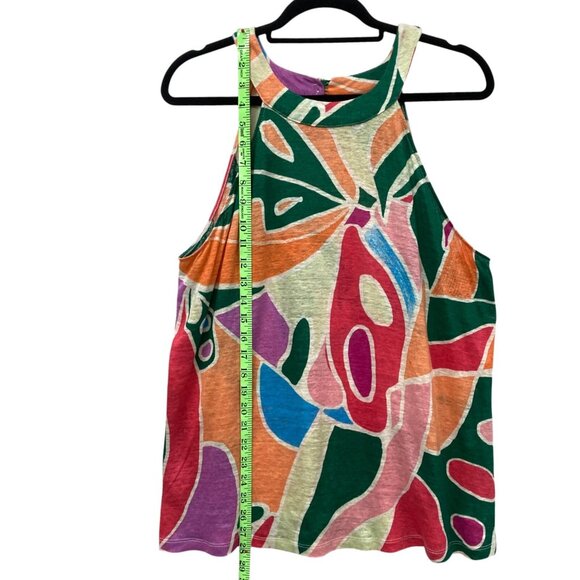 Christian Siriano Colorful Linen Top, Size 1X, Geometric Print‎ Top Multicolored - Picture 7 of 8